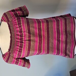 Chaps Denim Short Sleeve Top with Stripes